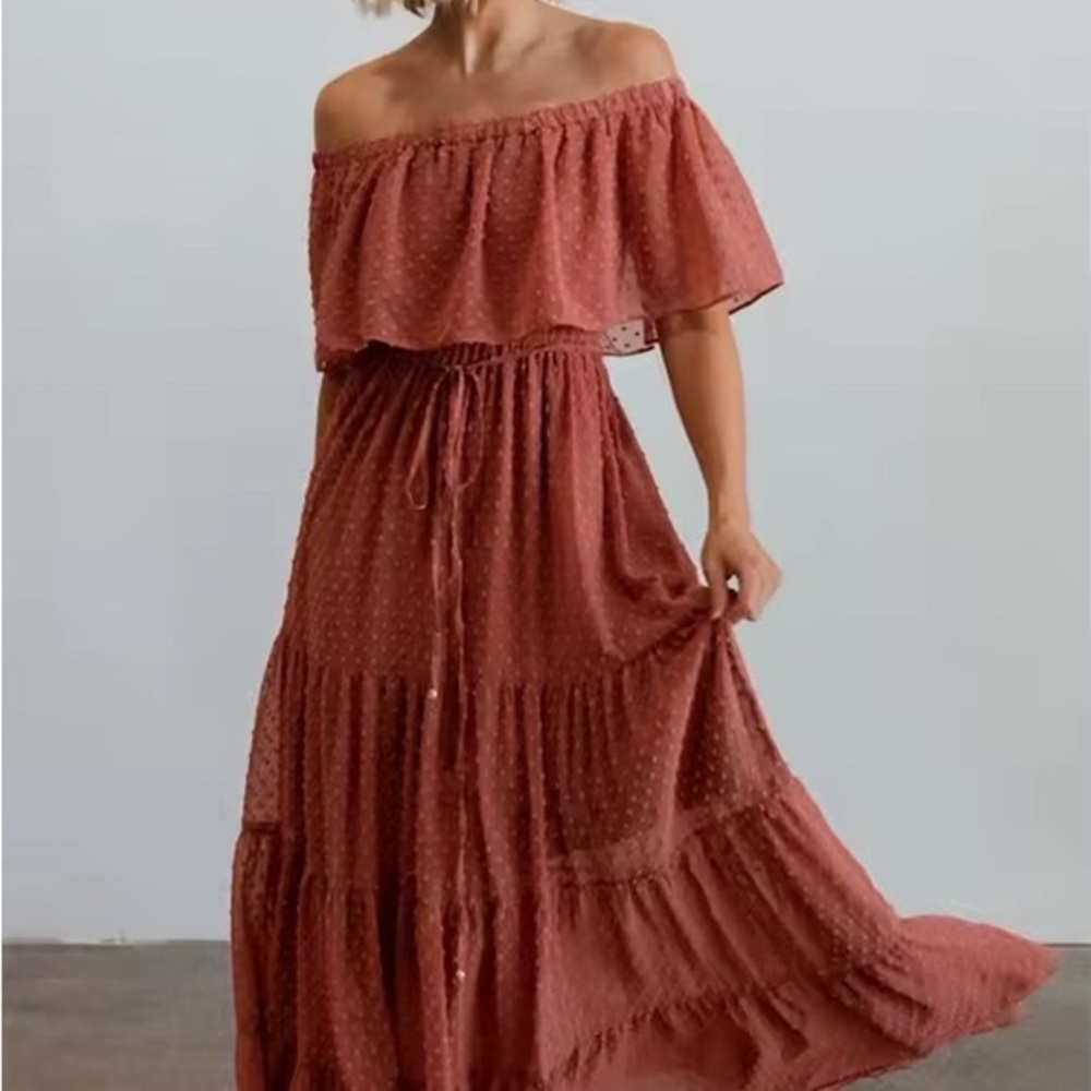 Balticborn, Maxi dress, off the shoulder, Dusty Rose, medium